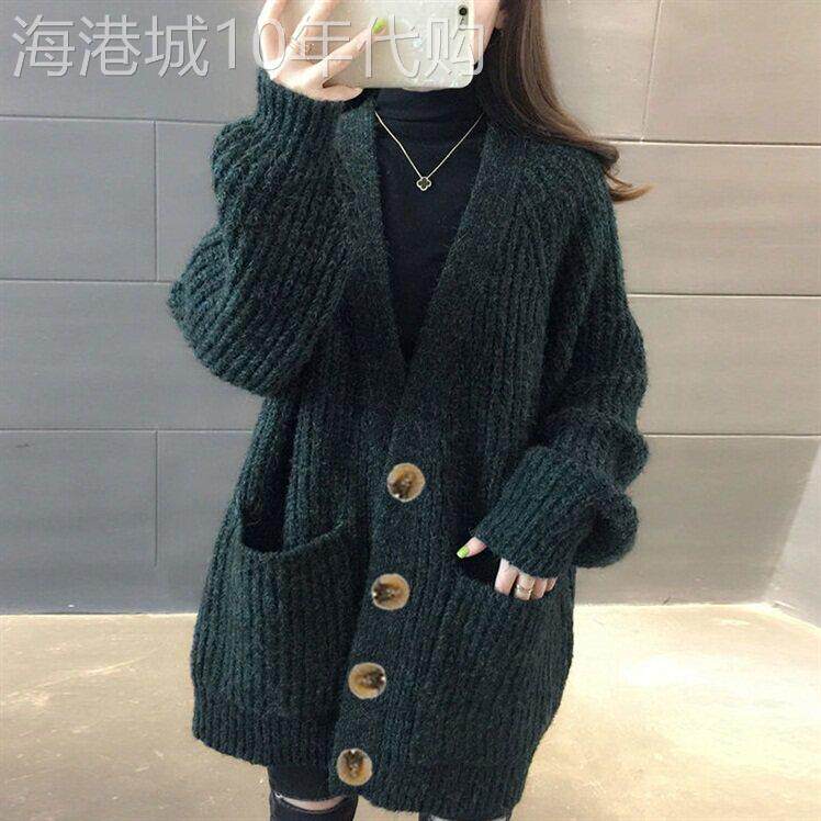 毛衣外套女开衫中长款春秋2025新款时尚宽松慵懒风洋气外搭针织衫