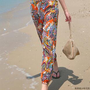 女九分裤 防蚊裤 专柜真丝沙滩裤 波西米亚宽松夏季 女薄款 灯笼哈伦裤