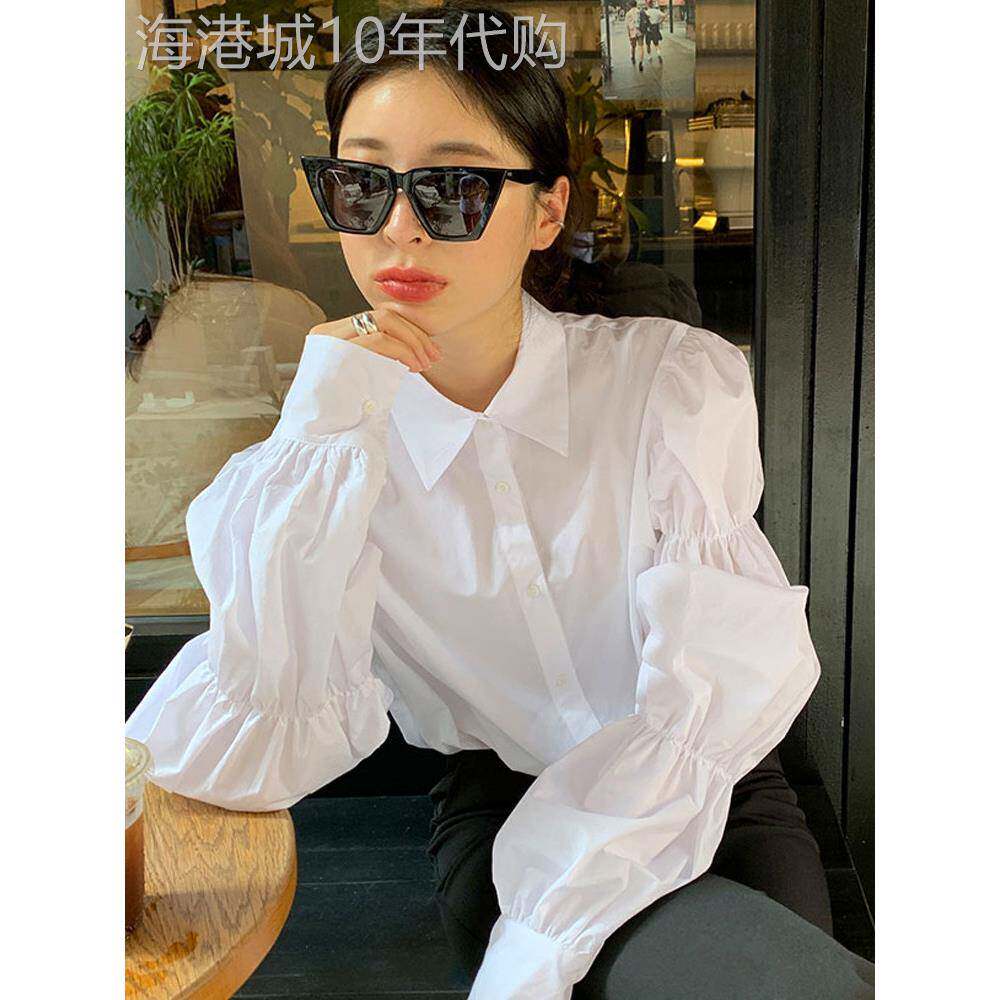 女式白衬衫2025夏季新款港式时尚减龄卷袖上衣百搭别致衬衫