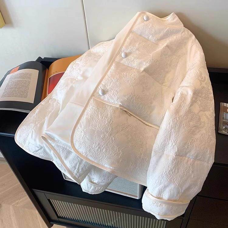 香港新中式肌理感棉服外套女冬季胖mm国风气质高级感保暖圆领棉衣