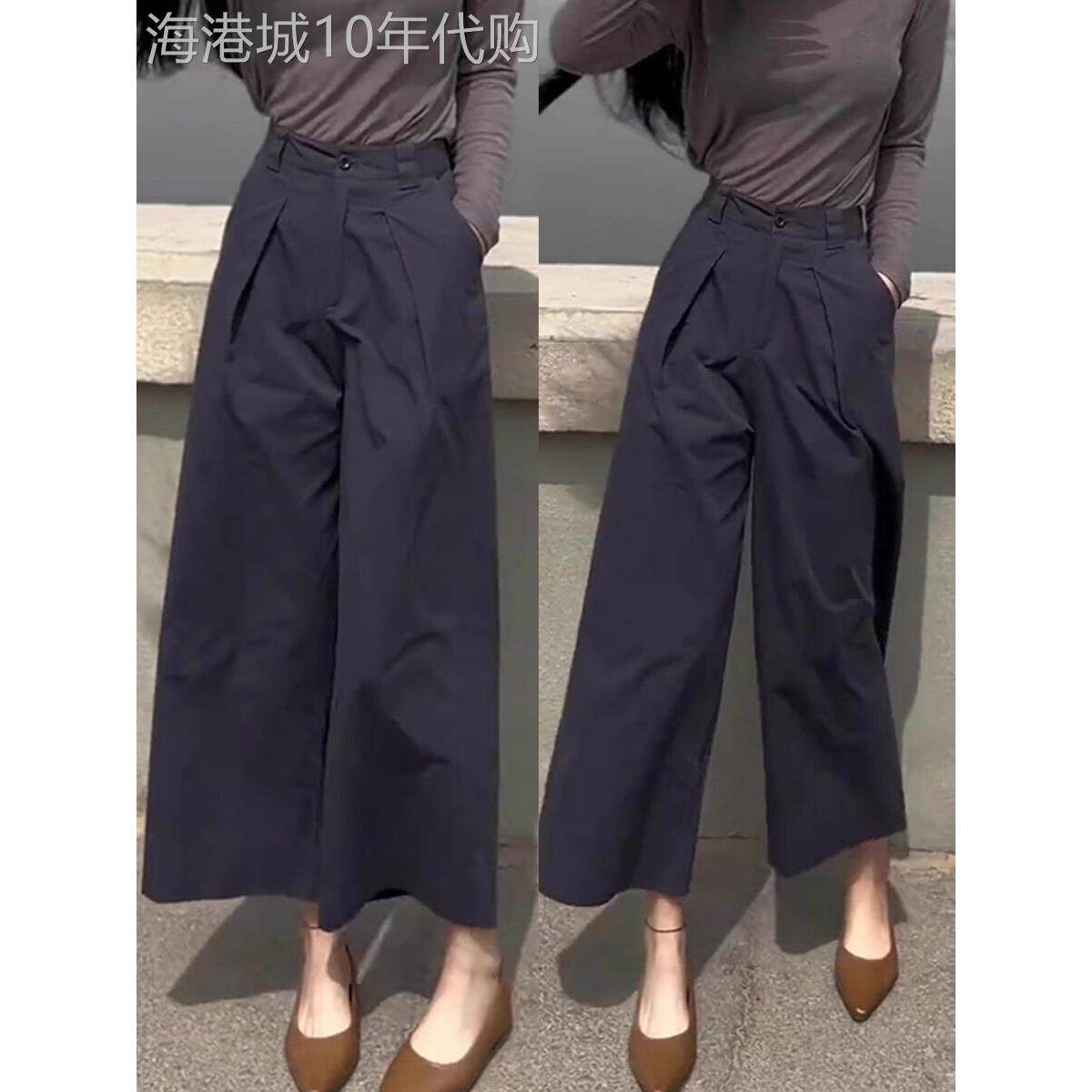 大码百搭垂感西装裤女2025夏季薄款梨型身材高腰设计阔腿九分裤子