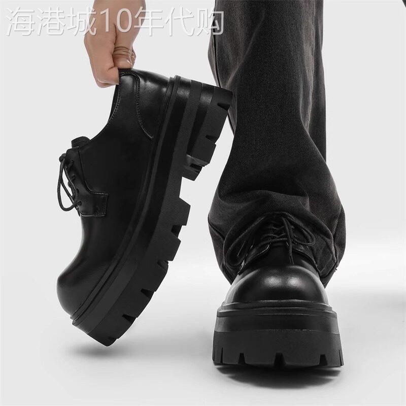 cleanfit增高7cm真皮德比鞋男黑色厚底翘头皮鞋通勤情侣大头鞋女