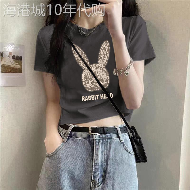 2025年新款夏季白色显瘦宽松短款纯棉上衣女法式小众露脐短袖T恤