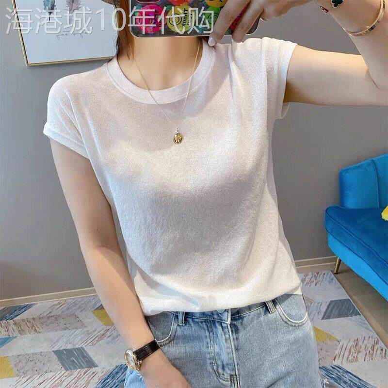 冰丝短袖t恤女装夏季2025新款白色垂感流行高端时尚薄款百搭上衣
