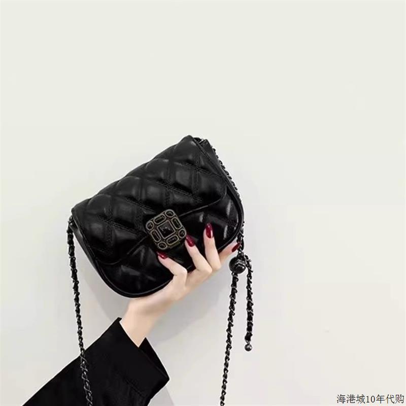 专柜品质!真皮小包包女式2025牛皮菱格链条包高级百搭单肩斜挎包