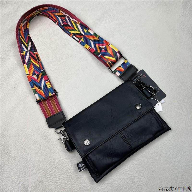 香港潮牌韩版潮流男士单肩包软皮休闲彩带男斜挎手拿小包手机背包