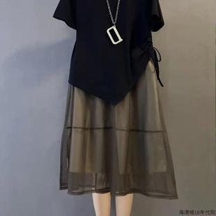 洋气减龄上衣半裙两件套潮 香港欧货夏新款 大码 女装 胖妹妹显瘦套装
