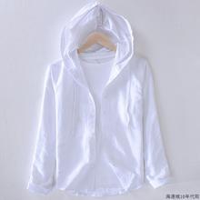 轻熟带帽亚麻衬衫男夏季长袖潮流宽松连帽防晒衣薄款透气衬衣外套