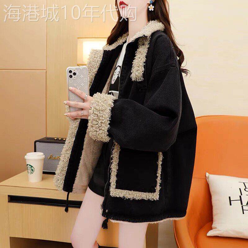 潮牌加绒加厚牛仔外套女2025新款秋冬洋派百搭宽松慵懒风韩版棉衣