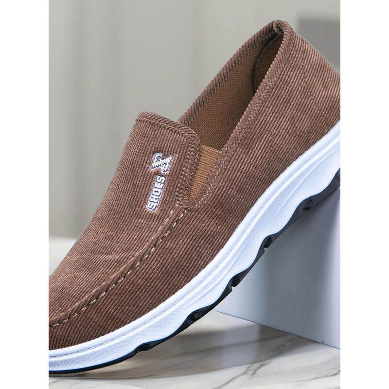 新款秋季帆布鞋子男士中老年人软底爸爸一脚蹬运动百搭休闲健步鞋