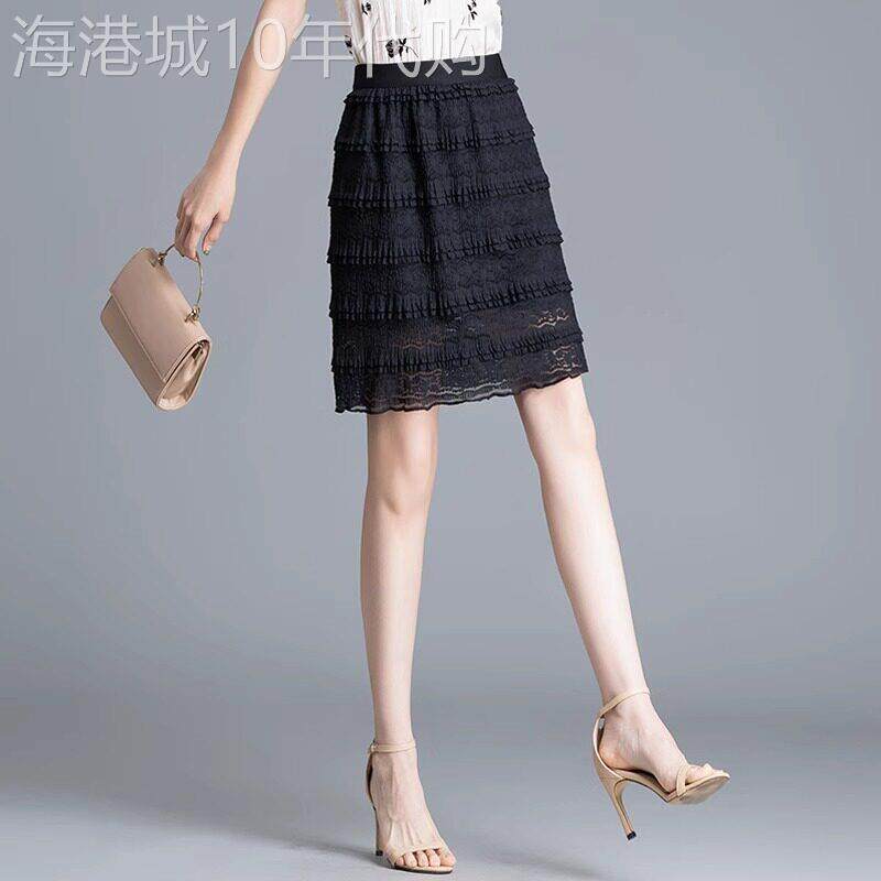 法式蕾丝显瘦松紧腰半身裙女2025年夏季新款气质高腰短裙包臀裙