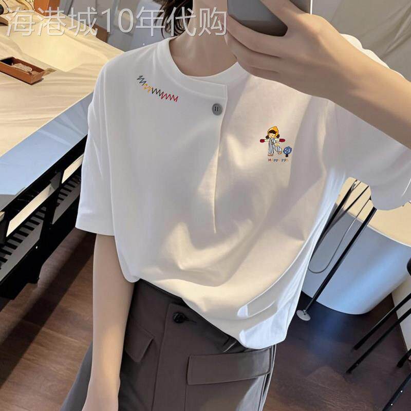 小个子纯棉正肩T恤女短袖2026夏季设计感小众宽松独特超好看上衣