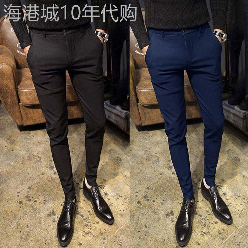 LL男装修身烟管裤九分西裤男夏季发型师潮牌紧身弹力休闲长裤子潮
