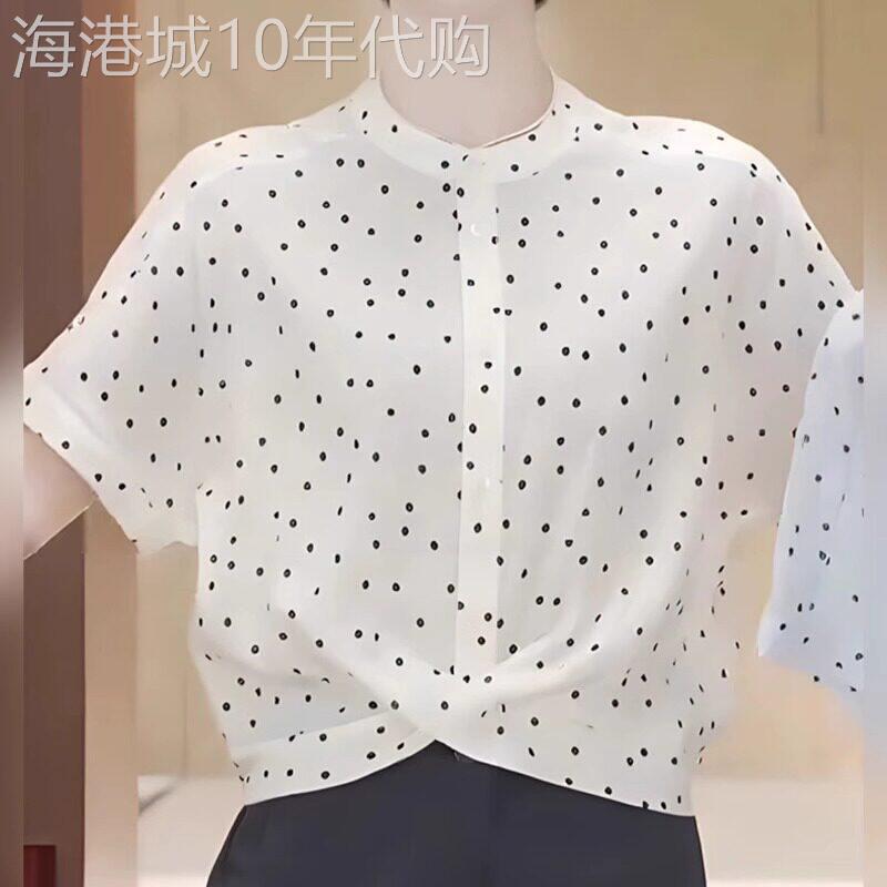 2026夏季独特别致单排扣衬衫洋气百搭减龄宽松短袖波点设计感上衣