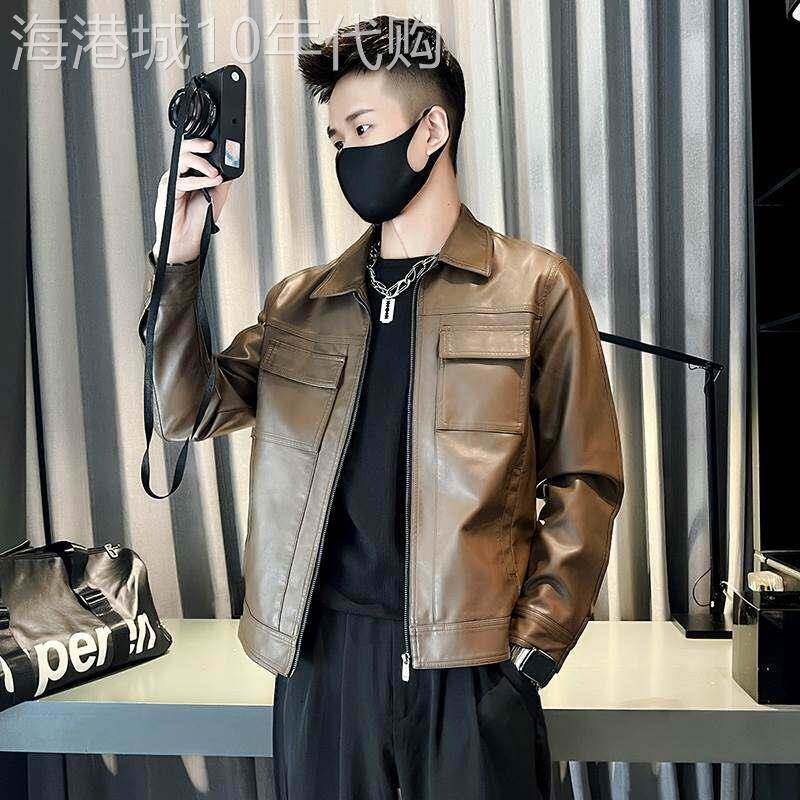 皮衣外套男士春秋季2025新款潮牌高端修身痞帅休闲短款机车皮夹克