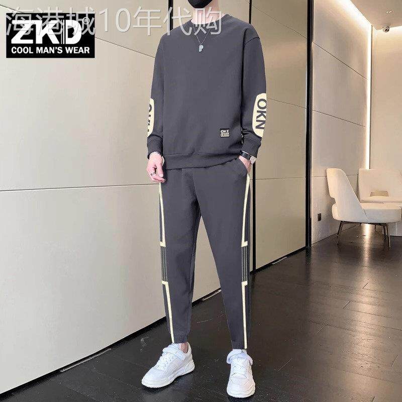 潮牌休闲运动服套装男士春夏季搭配一套帅气男装卫裤卫衣长袖T恤