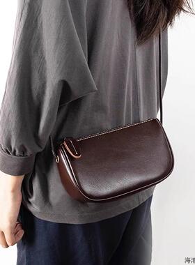 法国MKBM真皮小众单肩腋下包2025新款百搭斜挎包美拉德时尚饺子包