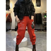 哈伦裤 秋冬款 子 女个性 印花束脚运动卫裤 潮牌加绒休闲时尚 宽松垮裤