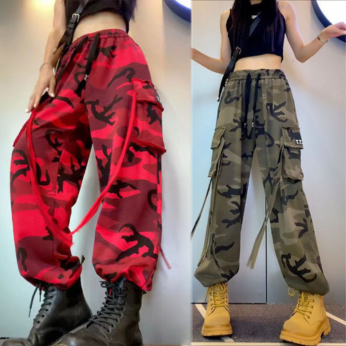 美式复古设计感宽松显瘦阔腿裤