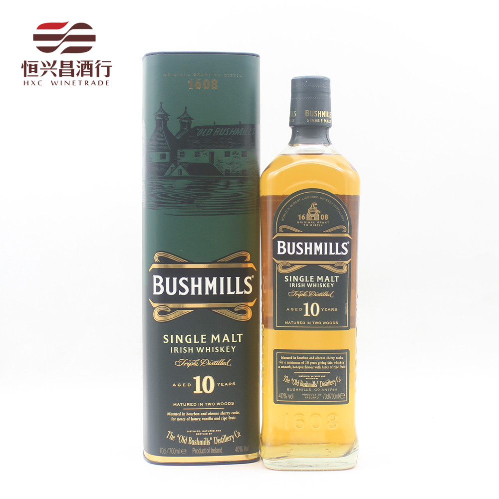 百世醇 10年 爱尔兰单一麦芽威士忌 700ml 布什米尔bushmills