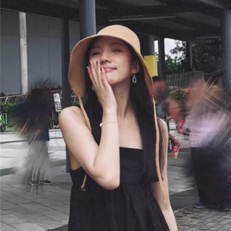 金晨同款棉麻遮阳帽镂空渔夫帽