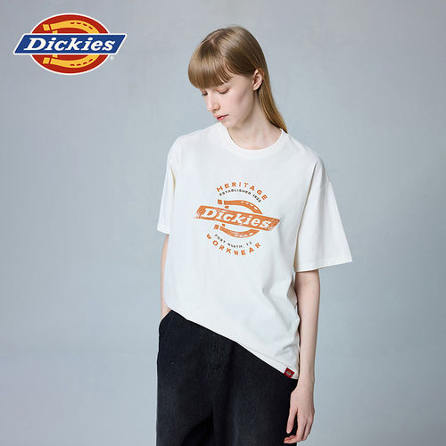 Dickies帝酷适26夏季宽松马蹄铁男女情侣内搭LOGO图案印花短袖T恤