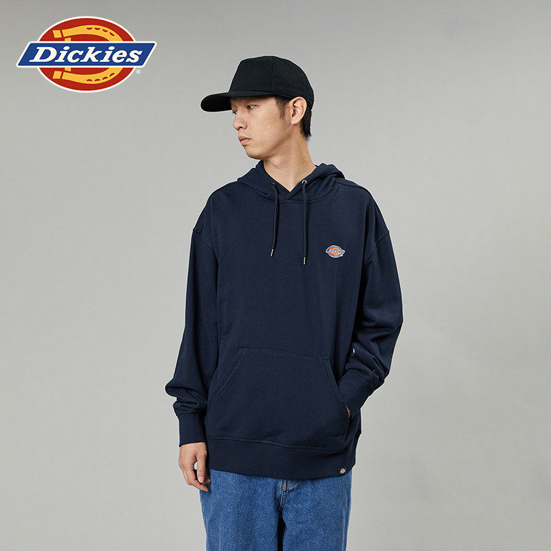 Dickies帝酷适logo贴布绣秋冬休闲连帽毛圈美式卫衣宽松 男女情侣