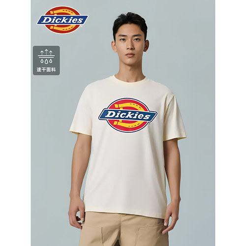 Dickies帝酷适夏季马蹄铁LOGO高密度印花经典三色速干短袖T恤男女
