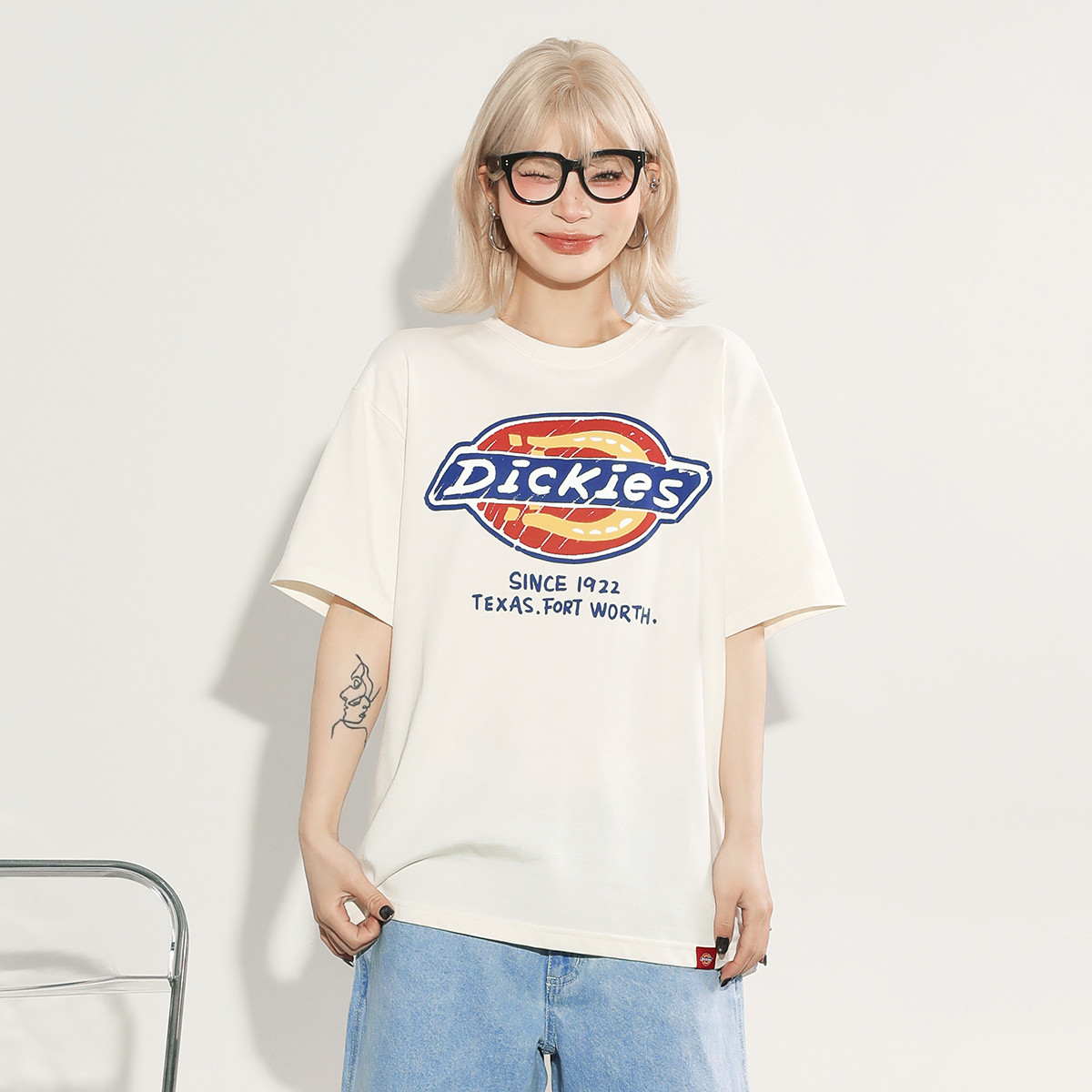 Dickies帝酷适纯棉短袖常规宽松情侣款T恤2026年夏季蜡笔画印花