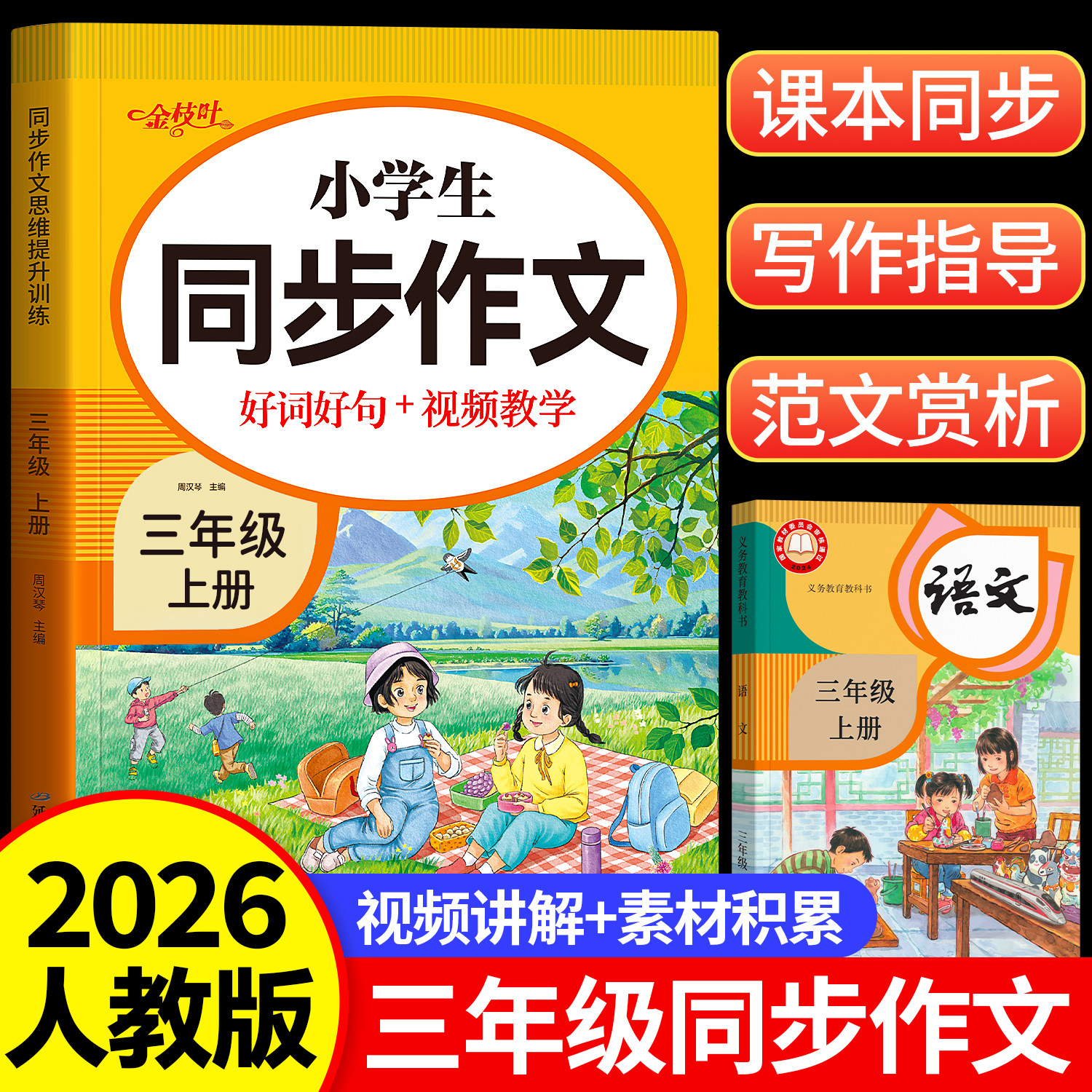 三年级上册同步作文人教版下册2026新版小学生语文优秀作文范文二升三暑假衔接作业阅读理解专项训练书3年级素材积累每日一练写作