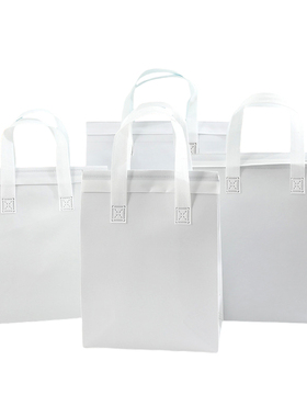 白色一次性铝箔保温袋保冷甜品蛋糕奶茶外卖袋无纺布手提袋打包袋