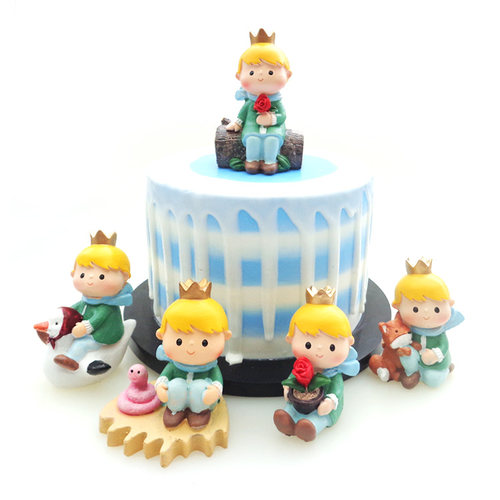 树脂小王子儿童生日蛋糕装饰摆件配件 皇冠男孩车载公仔 烘焙用品