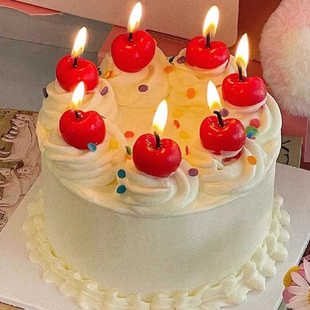 可爱樱桃生日蜡烛水果车厘子卡通儿童女孩生日蛋糕装饰摆件插件