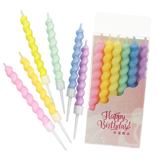 浪漫蛋糕烘焙装 饰插件 马卡龙可爱弯曲螺旋蜡烛 扭扭螺纹生日蜡烛