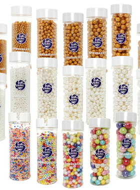 彩色食用糖珠130g 4mm7mm10mm珠糖蛋糕装饰圆珠彩珠 烘焙装扮珍珠