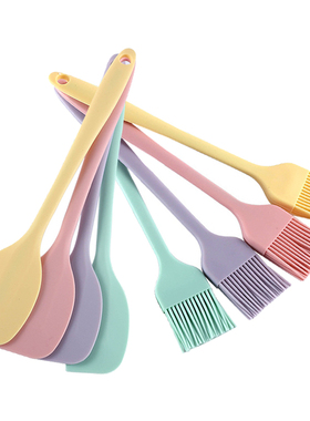 糖果色一体式硅胶刮刀刮板油刷 奶油抹刀搅拌刀烧烤刷DIY烘焙工具