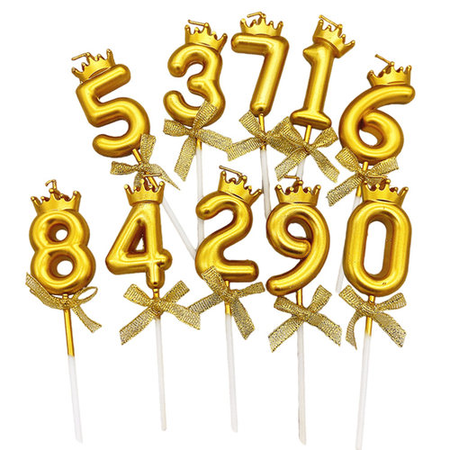 婚礼纪念日生日金色皇冠数字蜡烛