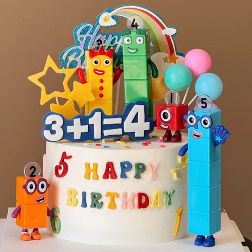 塑料积木数字宝宝儿童生日蛋糕装饰摆件公仔卡通可爱烘焙装扮配件