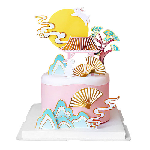 亚克力中秋节中国风蛋糕装饰插牌