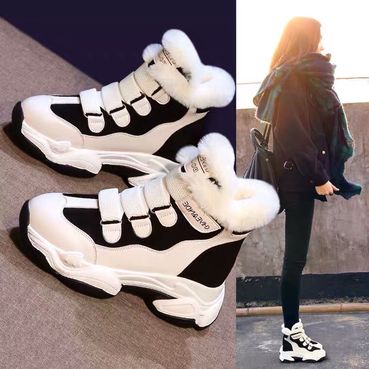 新款雪地靴加绒内增高厚底运动鞋