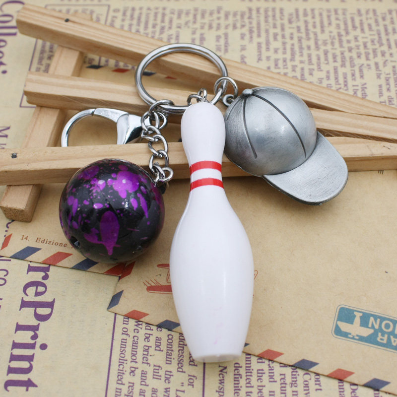 迷你保龄球钥匙链小挂件（球和球瓶）创意地滚球模型饰品挂饰礼物