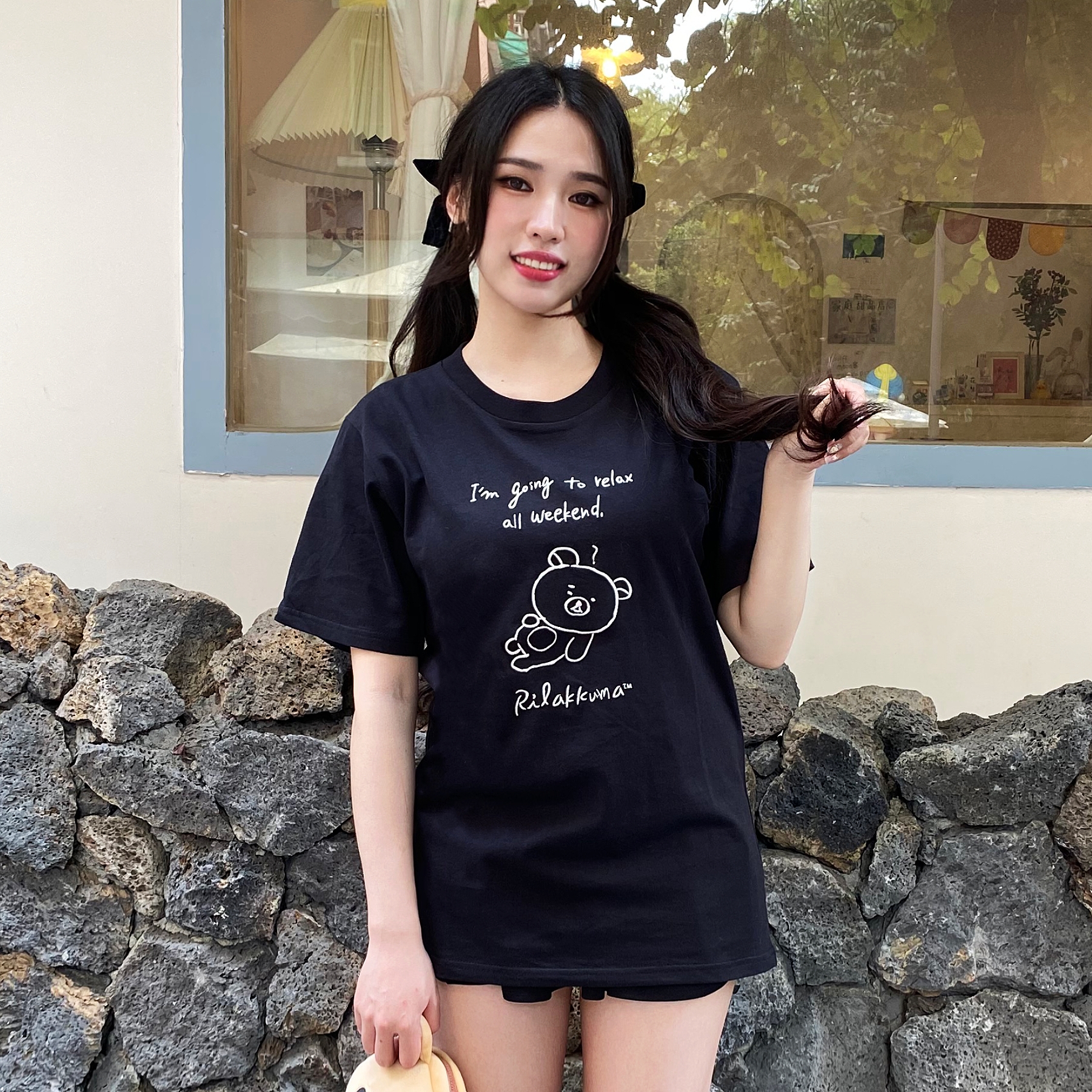 rilakkuma轻松熊出口日本纯棉T恤