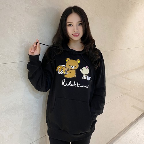 出口日本松弛熊RILAKKUMA轻松熊拉拉熊周边百搭宽松连帽套头卫衣