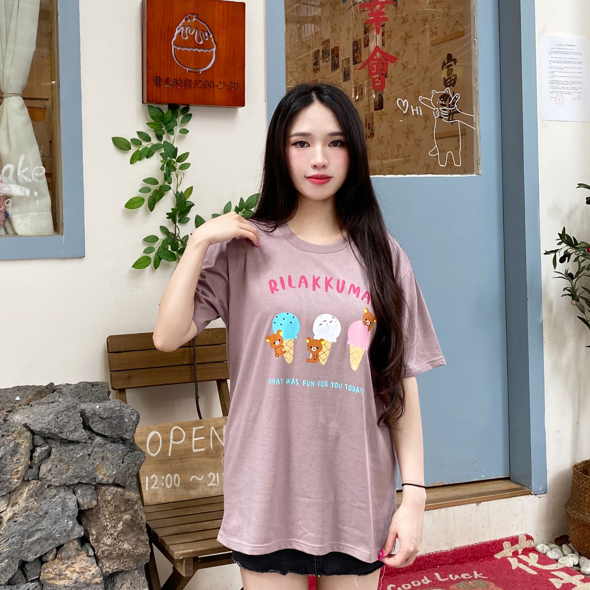 rilakkuma轻松熊纯棉T恤出口日本
