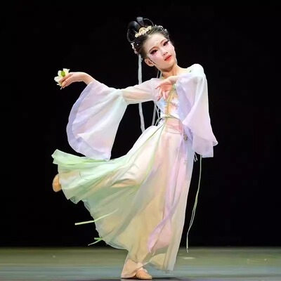 五一新款儿童古典舞簪花引国风采莲小城谣演出服荷花仙子汉唐纱衣