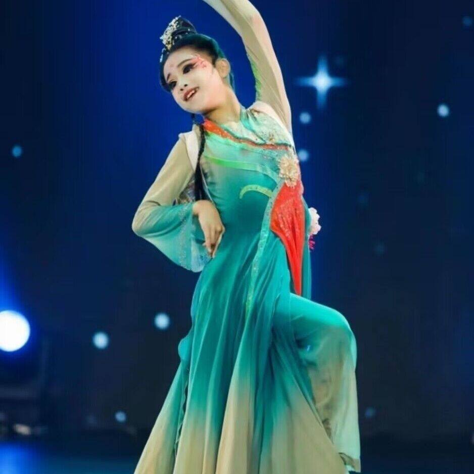 采菊东篱下演出服儿童古典舞蹈背篓头饰女飘逸中国风汉唐飘逸春和