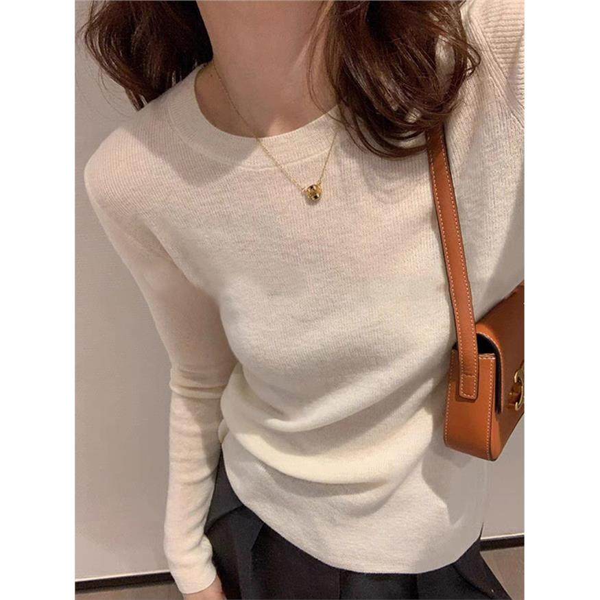 2025春季新品白色圆领针织毛衣女内搭打底衫长袖修身显瘦百搭上衣,个性定制/设计服务/DIY,棉服工装,淘宝优惠券,粉丝福利购,淘宝优惠卷