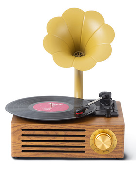 现货黑胶唱片机刻录SD卡电唱机客厅摆件大喇叭留声机跨境蓝牙连接