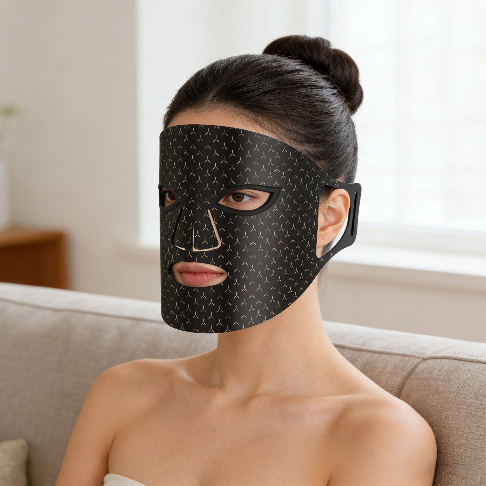 跨境硅胶美容面罩家用无线充电款美容仪LED红外光面膜仪7色彩光