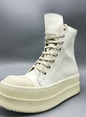 RO白色高帮极限增高恨天高靴子五芒星增高男女短靴松糕厚底鞋高街